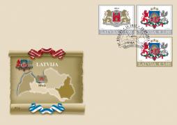 Latvijas Pasts releases first stamps featuring coats of arms with denomination in euro