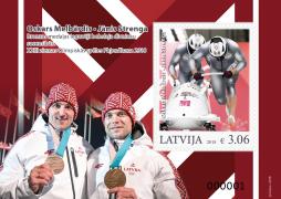 A stamp block dedicated to medal winners of the XXIII Olympic Winter Games is released with the start of the bobsleigh season