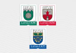 Latvijas Pasts releases the first stamps of 2019 featuring coats of arms of Aizpute, Rucava and Tukums Municipalities 