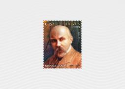 Latvijas Pasts releases a special stamp on the 150th anniversary of Rihards Zariņš, a creator of the famous silver five-lat coin or Milda