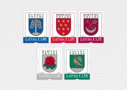 The first Latvijas Pasts stamps of 2020 will feature coats of arms of Babīte, Durbe, Koknese, Krimulda and Viļāni Municipalities