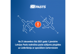 Latvijas Pasts ensures deliveries of postal items to the UK with special charter flights