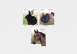 Latvijas Pasts starts 2023 with six stamps in the philatelic series Domestic Animals and Flowers