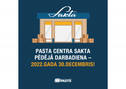Pasta centra Sakta pēdējā darbdiena – 2022.gada 30.decembris; klientus gaidīs Rīgas 10., 11. un 50.pasta nodaļa