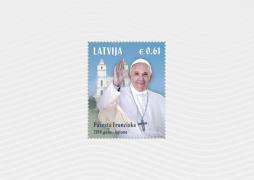 Aglonā zīmogos Viņa Svētībai pāvestam Franciskam veltītu pastmarku 