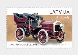 Latvijas Pasts sāk jaunu pastmarku sēriju Latvijas autobūves vēsture – pirmais izdevums veltīts pasaulē vienīgajam Krastin auto