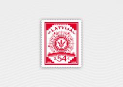 The first stamp of the Free State of Latvia created by Ansis Cīrulis is reissued on the centenary of the State of Latvia and Latvijas Pasts  