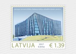 The most recent stamp in the series Latvian Architecture features the Academic Centre for Natural Sciences of the University of Latvia in Torņakalns