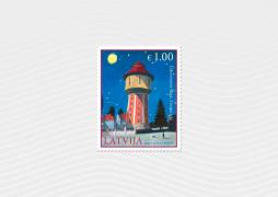 The Čiekurkalns Water Tower is also depicted on a stamp in a painting by the artist Aleksejs Naumovs