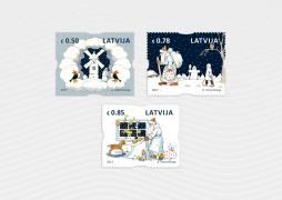 Latvijas Pasta jaunās Ziemassvētku pastmarkas – ar Alberta Kronenberga darbu motīviem 
