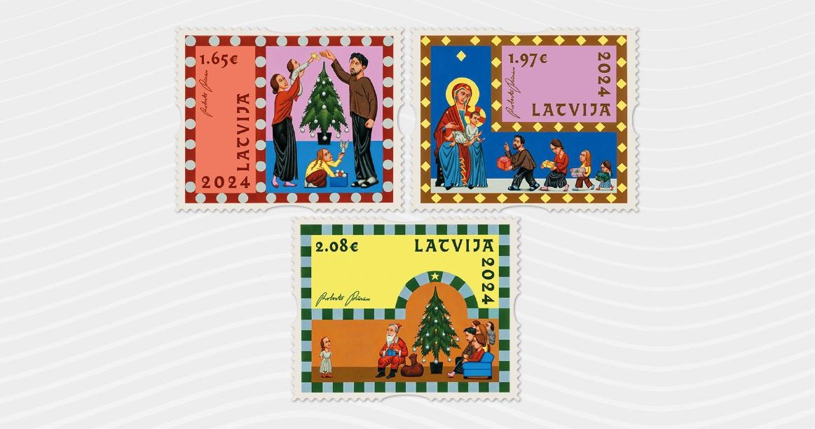 "Latvijas Pasts" izdod mākslinieka Roberta Rūrāna veidotas pastmarkas sērijā "Ziemassvētki"