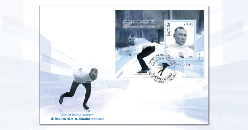 PDA ARumba WEB copy “Latvijas Pasts” izdod pastmarkas bloku ātrslidošanas leģendai