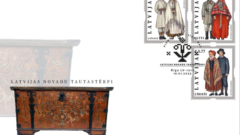 LP gadu sak, godinot novadu tautasterpu unikalitati pastmarkas Latvijas Pasts begins the year by showcasing the unique beauty of regional folk costumes on stamps