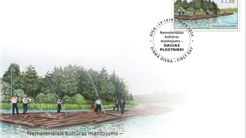 GaujasPlostnieki2024_aploksne "Latvijas Pasts" izdod Gaujas plostniekiem veltītu pastmarku