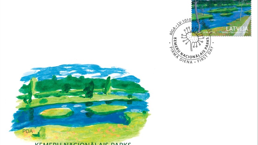 Aploksne_Kemeru_Nacionalais_parks Ķemeru Nacionālajam parkam velta pastmarku miniatūras gleznas formā